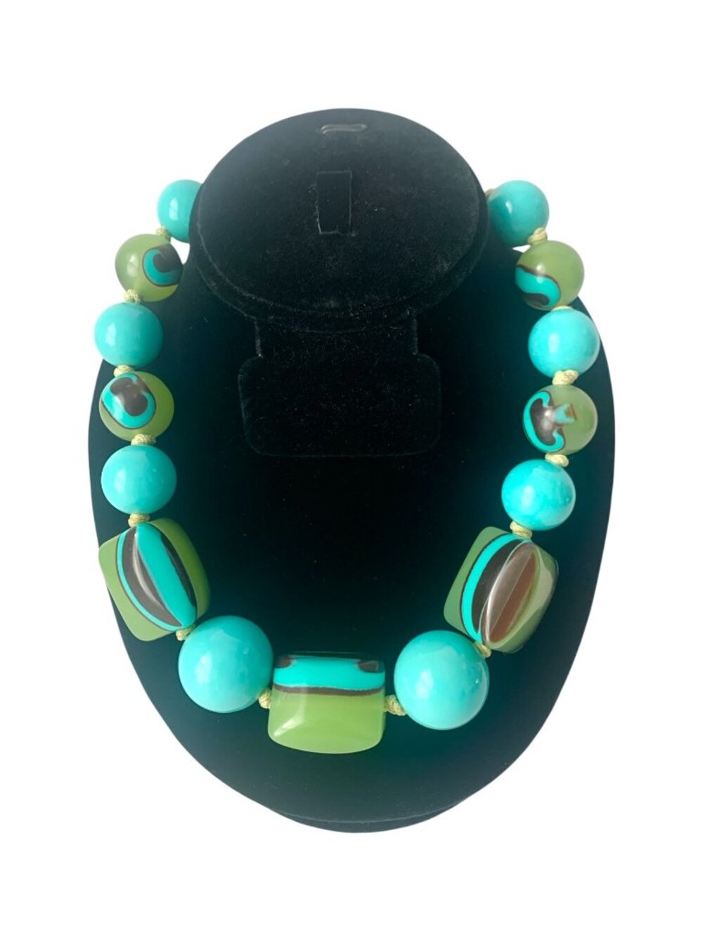 Retro Chunky Resin Beaded Necklace Art Deco Revival